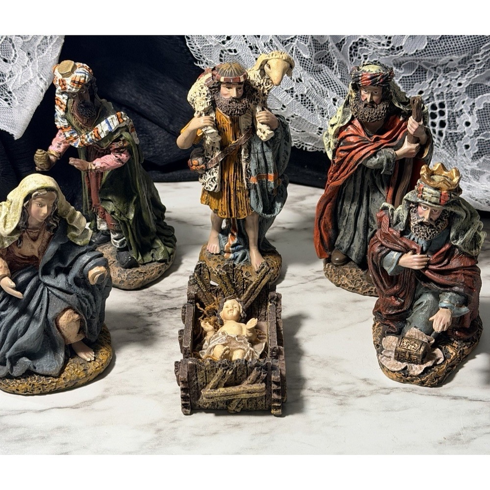 K's Collection Nativity Set 6 Pc Vtg. Christmas Holy Family (P2928)